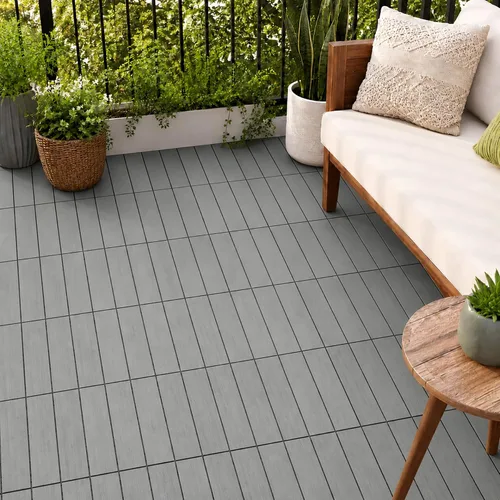 Baldosas de madera de acacia para exteriores, baldosas de patio que se entrelazan. Moderno Gris Recto