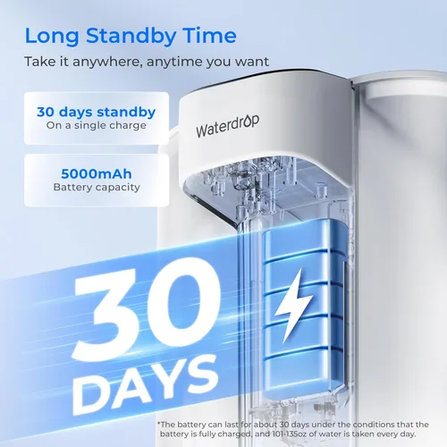 Miniatura 9 de Waterdrop - Jarra con filtro de agua recargable, reduce el 99,6% del plomo y más de 45 impurezas, dispensador de agua eléctrico de 1 año, sistema