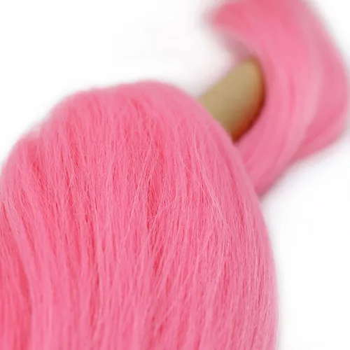 Miniatura 5 de IXIMII 3 paquetes de cabello trenzado rosa preestirado de 20 pulgadas, trenzas de ganchillo lacio, textura Yaki suave, ajuste de agua caliente