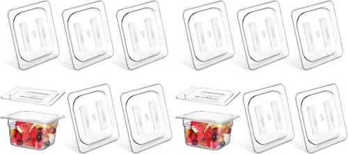 Miniatura 8 de 6 tapas de policarbonato para sartenes de alimentos con asa, 1/6 1/2 pulgadas, tapa transparente de plástico para hotel, tapas de hotel
