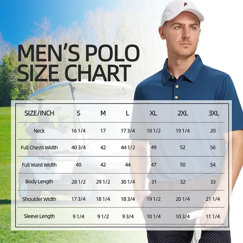 Miniatura 6 de Polo de golf para hombre, absorbe la humedad, ajuste seco, atlético, manga corta, a rayas, para hombre