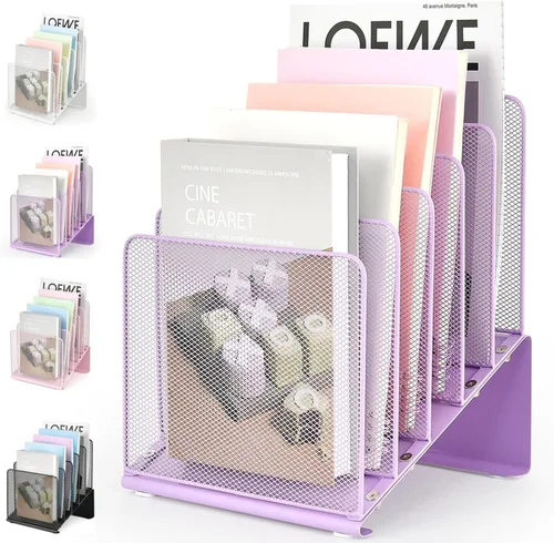Miniatura 11 de LEKETREE Organizador de archivos para escritorio, organizador de carpetas de archivos con estante vertical de 5 secciones, adecuado para Negro