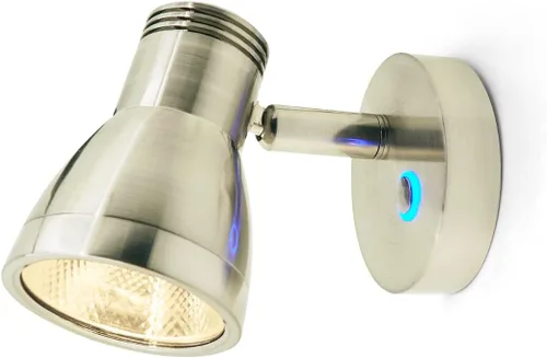 THALASSA Luz de Lectura Superior para Autocaravana, Foco LED de 12V, Luz Interior Cálida para Autocaravana y Casa Rodante, Níquel Cepillado con