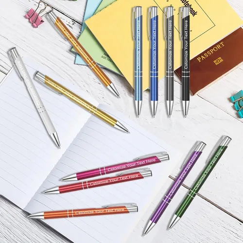 Miniatura 5 de Kingluu Hasta 500 bolígrafos personalizados, bolígrafos personalizados de tinta negra con tu nombre, logotipo, mensaje, texto, para oficina, Negro