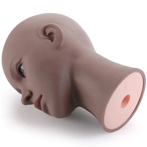 Miniatura 2 de Hedume Cabeza de maniquí afroamericano con abrazadera, cabeza de maniquí calva, cabeza de maniquí para pelucas, sombrero, exhibición de gafas