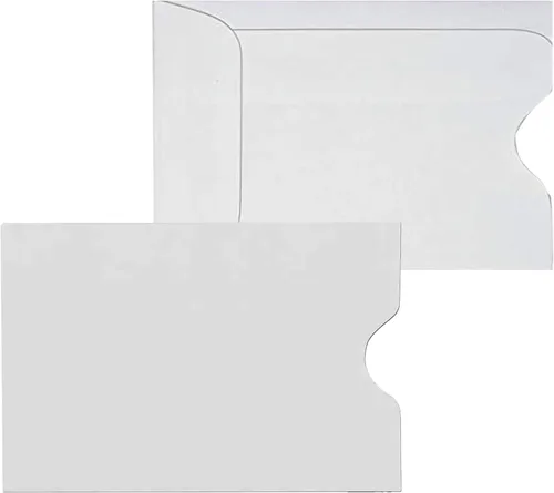 Cashier Depot - Portatarjetas para llaves, protectores de tarjetas de crédito, fundas de papel blanco, 2-3/8 x 3-1/2 pulgadas, Blanco, Compacto