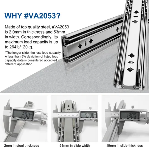 Miniatura 2 de VADANIA - Guías de cajones de alta resistencia VA2053 & VD2053
