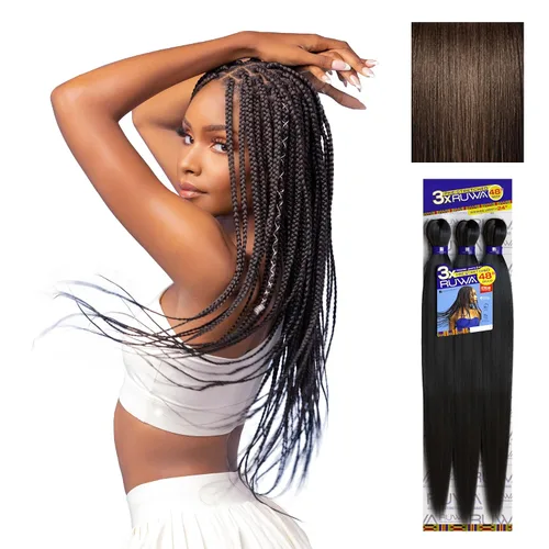 Miniatura 44 de Sensationnel Ruwa - Cabello trenzado preestirado, 3 x 48 pulgadas, repelente al agua, kanekalon, de secado rápido, sintético, sin picazón