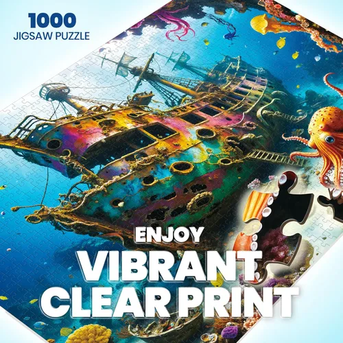 Miniatura 2 de Rompecabezas para adultos de 1000 piezas – Sirenita Océano Playa Sea Coral – Rompecabezas de 1000 piezas con letras en la parte posterior