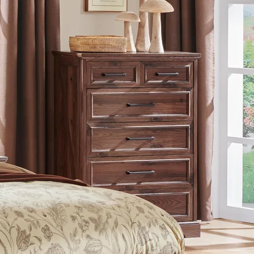 Miniatura 6 de ACCOHOHO Cómoda de 6 cajones, cómoda de granja para dormitorio, cómoda de 44 pulgadas de alto con asas de metal grandes, organizador de cajones