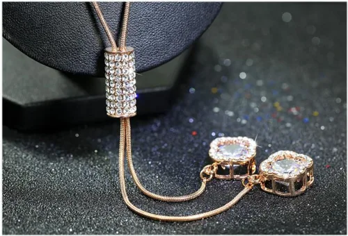 Miniatura 5 de Collar de cadena larga con colgante de borla de joyería de flores de cristal para mujer
