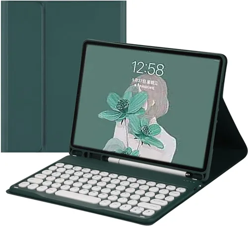 Miniatura 11 de Funda para teclado Fire HD 10 Plus/Fire HD 10 (11ª generación, versión 2021) Funda para teclado de color con llave redonda inalámbrica desmontable