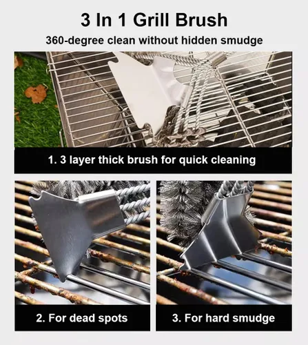 Miniatura 3 de Kit de limpieza de parrilla, limpiador de parrilla, accesorios de parrilla sin cerdas, cepillo de parrilla para parrilla al aire libre, cepillo