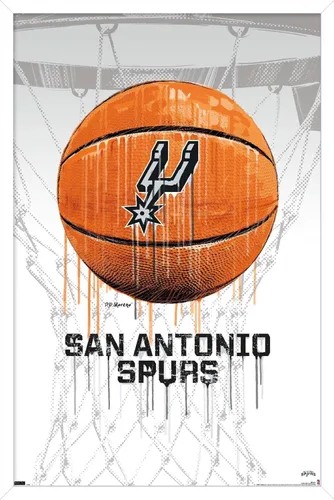 Miniatura 12 de Trends International NBA San Antonio Spurs - Póster de pared Drip Basketball 21, 22.375 x 34 pulgadas, versión premium sin marco