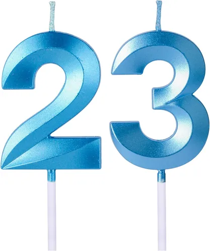 Velas azules de cumpleaños 32 y 23 para pasteles, número 23 y 32 para decoración de tartas para fiesta, aniversario, boda, celebración