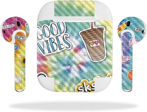Miniatura 3 de MightySkins - Skin de fibra de carbono para Apple Airpods – Vsco Girl Acabado de fibra de carbono texturizado protector, duradero Fácil