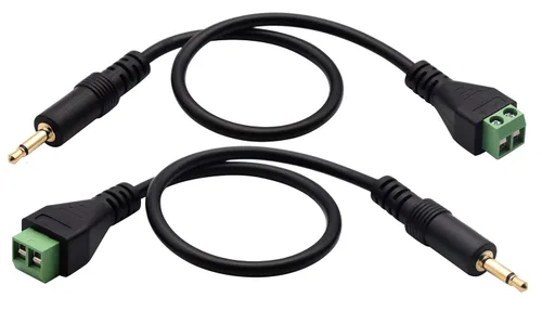 Miniatura 4 de Cable conector de bloque de terminales de tornillo de 0.138 in (1/8 pulgadas) 0.138 in TS mono macho a 2 pines/forma hembra tornillo cable adaptador