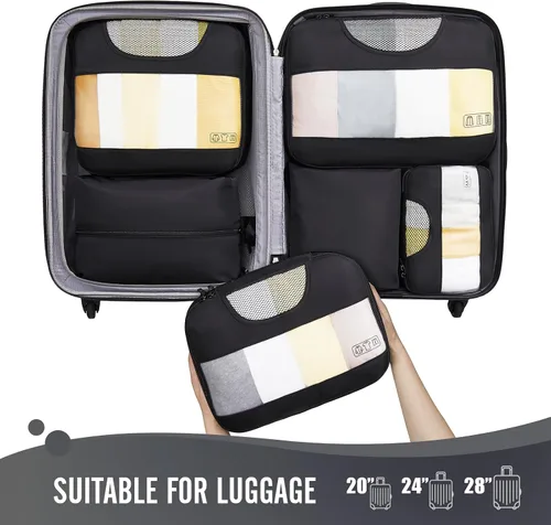Miniatura 3 de Veken - Juego de 6 cubos de embalaje para maletas, bolsas organizadoras de viaje para equipaje de mano, juego de bolsas organizadoras de maleta