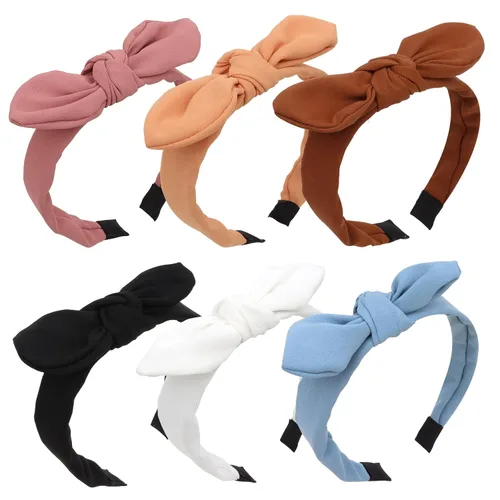 Miniatura 12 de Jaciya Diademas para niñas y mujeres, accesorios para el cabello, diadema fina con lazo anudado para la cabeza, diadema con orejas de conejo