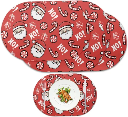 Miniatura 15 de Pumpkin Placemats Oval Placemats Set of 2 Black Cat Table Mats for Dining Tables Washable Heat Resistant Place Mats for Holiday Party Use 12X18 Inch