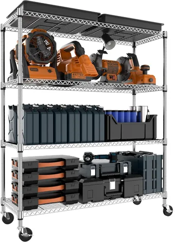 Miniatura 42 de M MZG Estantería de almacenamiento de 5 estantes, estantería de alambre de metal resistente, estantería de almacenamiento ajustable para garaje