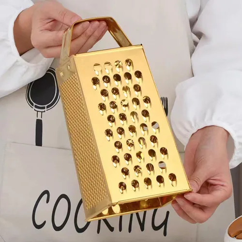 Miniatura 4 de Rallador multifuncional de acero inoxidable con asa, cortador grande de 4 lados para jengibre, ajo, pepinos, zanahorias, queso, papa