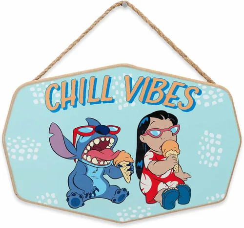 Miniatura 12 de Disney Lilo and Stitch Arte de Pared - Take It Easy Decoración de Pared de Madera Colgante para Dormitorio de Niños, Sala de Juegos o Sala de Cine