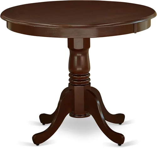 Miniatura 3 de East West Furniture ANNO3-MAH-W - Juego de mesa de comedor de 3 piezas contiene una mesa de cocina redonda con pedestal y 2 sillas de comedor, 36 x