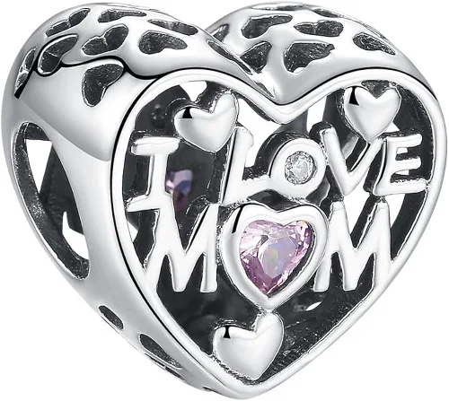 ASELFAD I Love You Heart Sterling Silver Charms for Bracelets Best Valentines Day Mothers Day Christmas Anniversary Birthday Gifts for Mom Daughter
