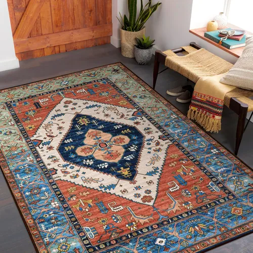 Miniatura 52 de Lahome - Tapete con diseño bohemio, pequeño, antideslizante, lavable, ultradelgado, con estampado oriental desgastado, para entrada, cocina
