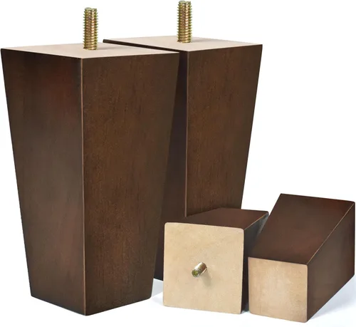Miniatura 12 de Patas de madera para muebles de 8 pulgadas, juego de 4 patas cuadradas de repuesto, color marrón, para sillón otomano, sillón reclinable, mesa
