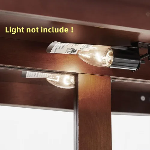 Miniatura 8 de Gabinete Curio iluminado, moderno gabinete de cristal de pie con estantes ajustables, panel trasero espejo y puertas de vidrio templado