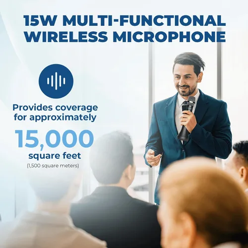 Miniatura 4 de Amplificador de voz inalámbrico Bluetooth, micrófono profesional inteligente con cancelación de ruido, micrófono de mano/escritorio de 15W con 3