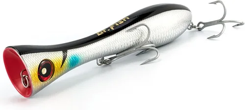 Miniatura 12 de Dr.Fish Topwater Popper Señuelos de pesca de agua salada, 8 pulgadas GT Popper VMC anzuelos agudos señuelos de pesca de surf para Striper Atún