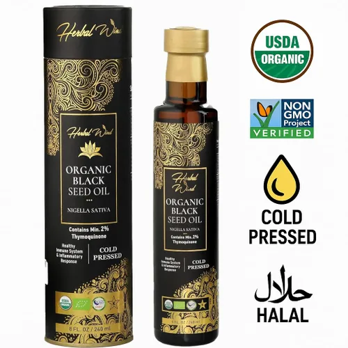 Miniatura 5 de Herbal Wind Aceite de semilla negra: aceite de semilla negra orgánico USDA prensado en frío, aceite de semilla de comino negro turco Nigella Sativa
