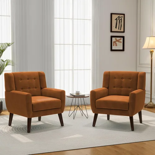 Miniatura 53 de Silla decorativa, sillas de tela moderna de mediados de siglo con brazos para sala de estar, cómodo sillón tapizado para dormitorio, sala de espera