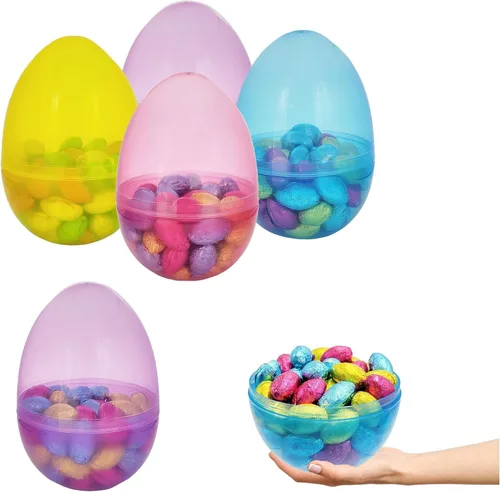 Miniatura 9 de The Dreidel Company Huevos de Pascua rellenables de 6 pulgadas, paquete de 12 unidades Jumbo translúcidos, coloridos de plástico para Pascua, se