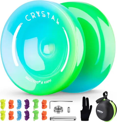 Miniatura 20 de MAGICYOYO K2 Yoyo Cristal Negro Profesional, Yoyo Sensible para Niños Principiantes con Rodamiento Extra No Sensible Yo Yo, Yoyo Pro de Plástico