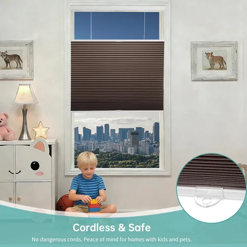 Miniatura 6 de Changshade Persianas Celulares Opacas Sin Cordón, Persianas de Ventana de Arriba Hacia Abajo y de Abajo Hacia Arriba, Persianas Plisadas de Celda