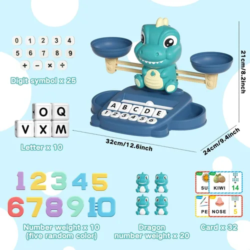 Miniatura 4 de HOPEEYE Dinosaurio Jardín de Infantes Preescolar Actividades de Aprendizaje Matemáticas Conteo Coincidencia de Letras Juguetes - Juguetes Educativos