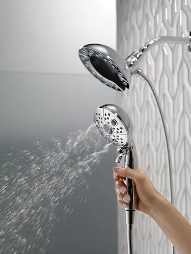 Miniatura 11 de Delta Faucet Trinsic Serie 14 - Kit de molduras para bañera y ducha de un solo mango, grifo de ducha cromado con cabezal de ducha doble 2 en 1 de 5