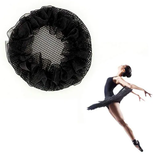 Miniatura 3 de 8 redes de pelo reutilizables para moño, red elástica con borde de flor para ballet, cubierta de moño de ballet, patinaje, gimnasia, actuación