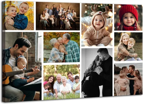 ZHIYYHAO Impresiones en Lienzo Personalizadas con Tus Fotos Collage Enmarcado Cuadros Múltiples Personalizados en Lienzo Arte de Pared para Sala de