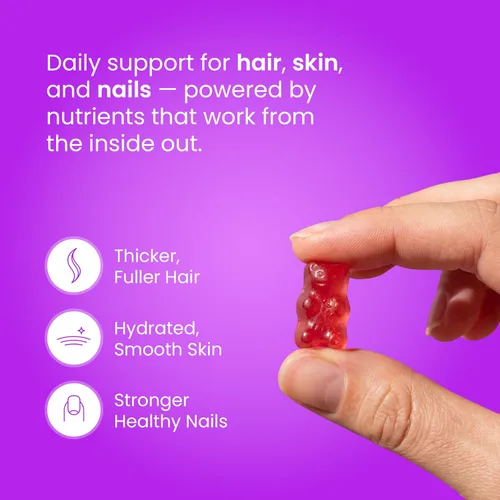 Miniatura 3 de NutraChamps Gomitas de biotina de 5000 mcg con colágeno, queratina y más – Vitaminas para la piel y las uñas para mujeres y hombres – Apoya el ciclo