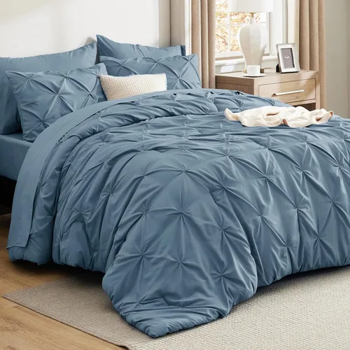 Miniatura 35 de Bedsure - Juego de edredón tamaño matrimonial verde azulado - Juego de ropa de cama tamaño matrimonial en una bolsa de 7 piezas, juego de cama 14