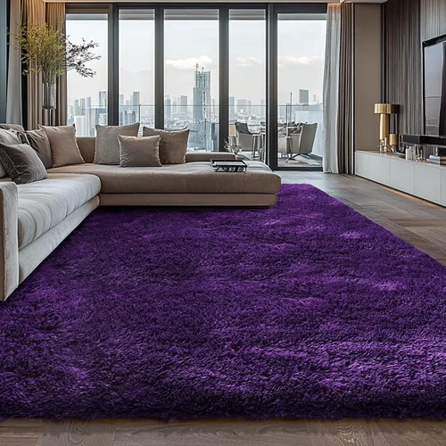 Miniatura 28 de Alfombra peluda para dormitorio, sala de estar, 2 x 6 pies, antideslizante, esponjosa, suave, alfombra lanuda beige y blanca para sala de estar