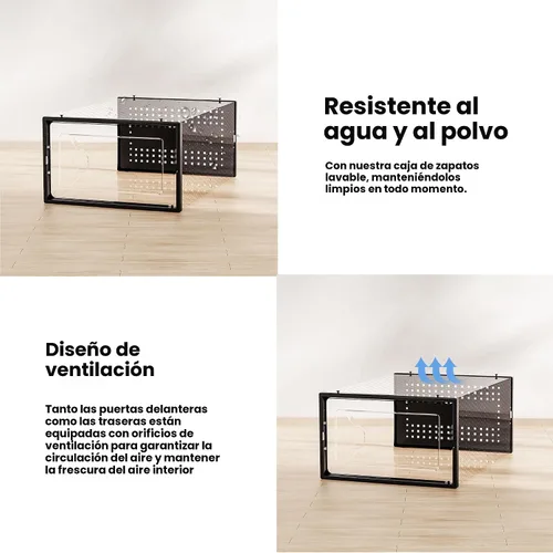Miniatura 5 de Foluck Caja de almacenamiento de zapatos, paquete de 15 organizadores de zapatos apilables de plástico transparente para armario, diseño entrelazado