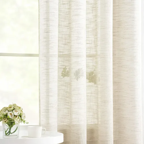 Miniatura 10 de Treatmentex Cortinas de Lino Semi Transparentes Naturales de 84 Pulgadas de Largo, Cortinas de Mezcla Country Falx para Sala de Estar, Casa