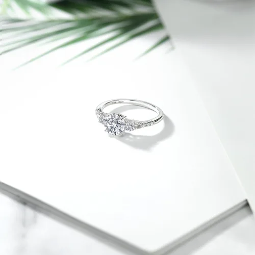 Miniatura 89 de Gem Stone King Anillo de compromiso de 3 piedras preciosas redondas de oro blanco de 10 quilates con piedra natal de 0.236 in con piedra natal