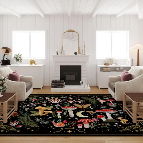Miniatura 8 de Alfombra Pasillera Retro para Pasillos, Alfombras Pasilleras de Cocina Modernas de Mediados de Siglo Antideslizantes 2'x 6', Alfombra Amarilla